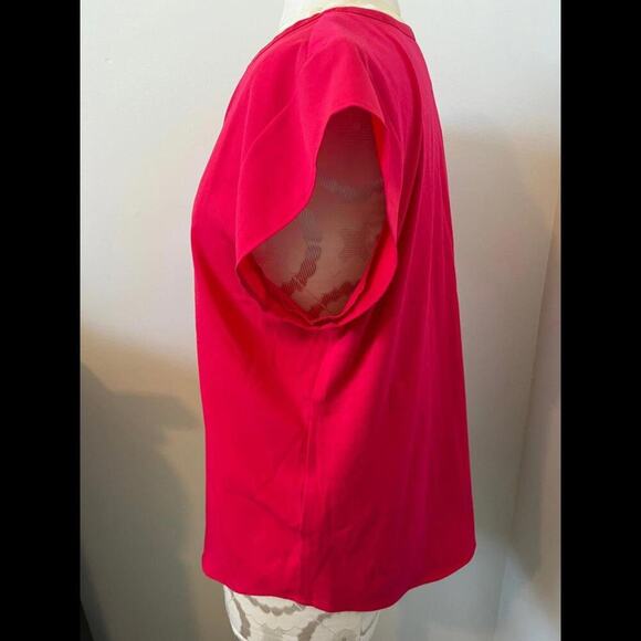 Van Heusen Short Sleeve Slightly Sheer Pink Blouse Large - Picture 3 of 6